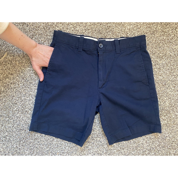 J Crew Shorts Mens Sz 28 Navy Blue Preppy Summer Casual Vacation Chino 7" inseam - Picture 2 of 12